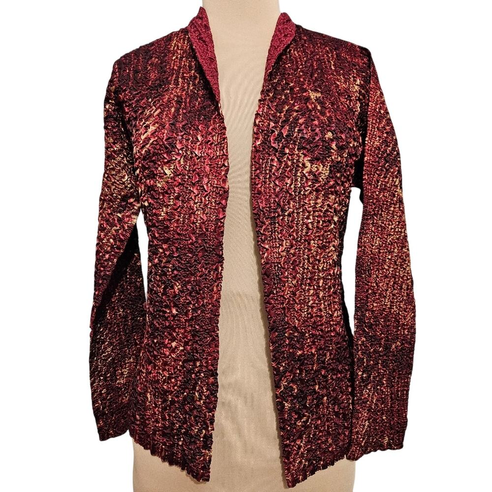 Coldwater Creek Red Textured Open Front Jacket Women’s Small Elegant Blazer‎